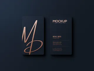 优雅的金箔图案模型样机在深色名片上