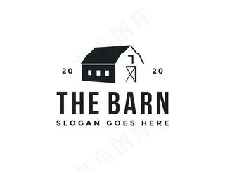 复古经典简约旧谷仓农场标志图标模板