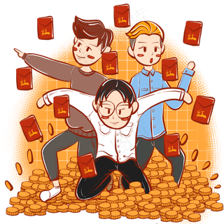 手绘卡通双11狂欢购物者联盟小