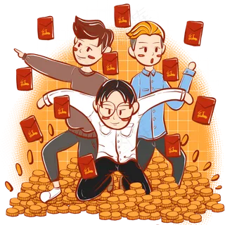 手绘卡通双11狂欢购物者联盟小