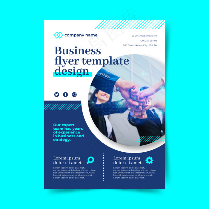 商务宣传单,DM传单上穿着西装的人聚集在一起