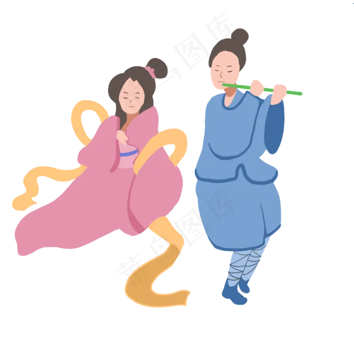 卡通牛郎织女中国风插图(2000X2000(DPI:350))psd模版下载