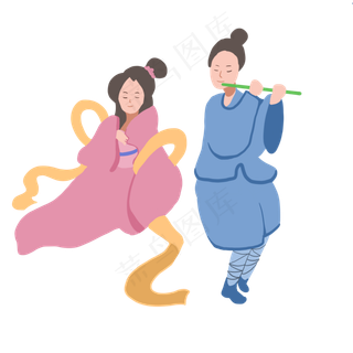 卡通牛郎织女中国风插图