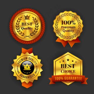 各种黄金保证业务标签隔离在灰色背景。