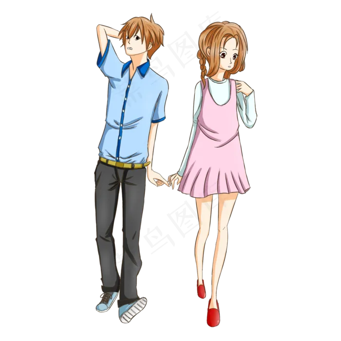 白色情人节七夕表白求婚手绘情侣(2000X2000(DPI:300))psd模版下载