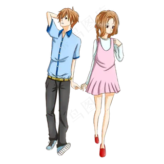 白色情人节七夕表白求婚手绘情侣