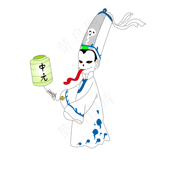 中元节白无常鬼神手绘矢量图(2000X2000(DPI:300))psd模版下载