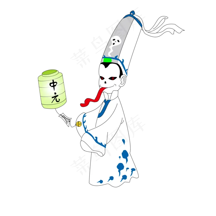 中元节白无常鬼神手绘矢量图(2000X2000(DPI:300))psd模版下载
