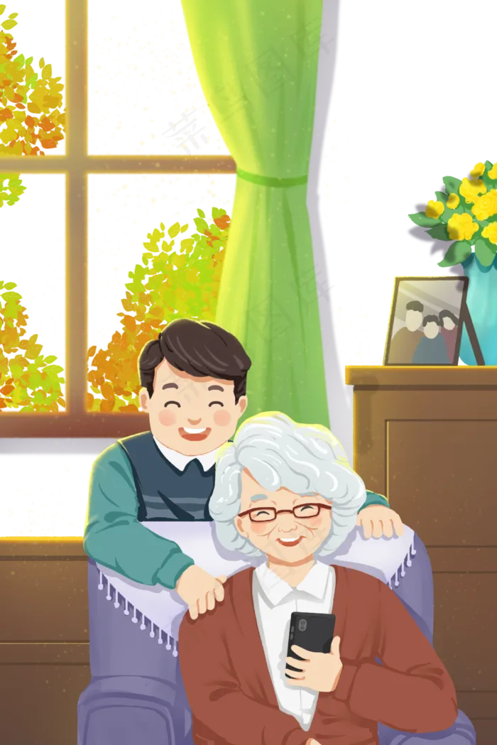 重阳节九九重阳节敬老老人菊花重(3545X5315(DPI:300))psd模版下载