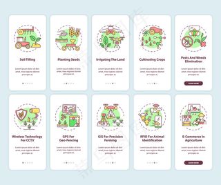 农业技术入门手机app移动应用程序app页面屏幕与概念集。