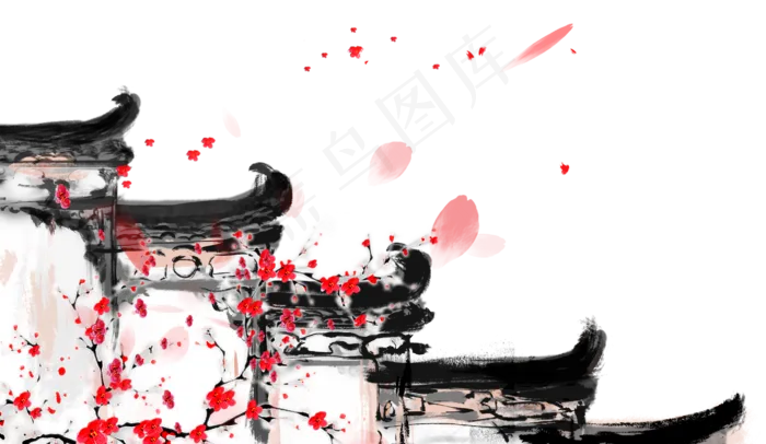 中国风古风江南水墨古建筑(2796X1620(DPI:300))psd模版下载