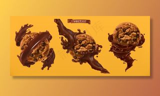 饼干和巧克力喷溅套装