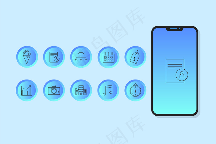 Instagram蓝色渐变故事亮点eps,ai矢量模版下载