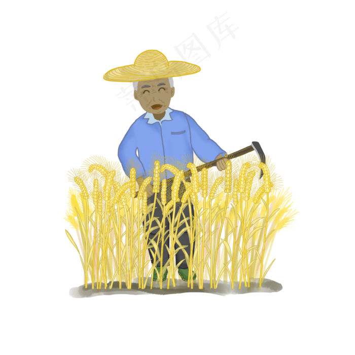 商用农业种植秋收农民粮食镰刀田(2000X2000(DPI:150))psd模版下载