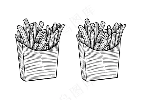 手绘炸薯条