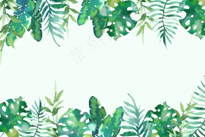 水彩热带树叶背景eps,ai矢量模版下载