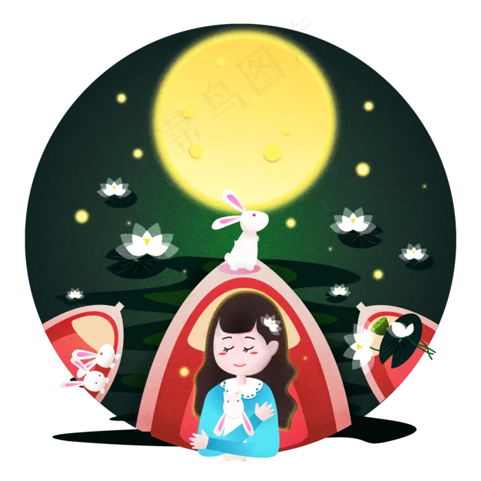 中秋节跟月兔一起赏月矢量设计元(3545X5315(DPI:300))psd模版下载
