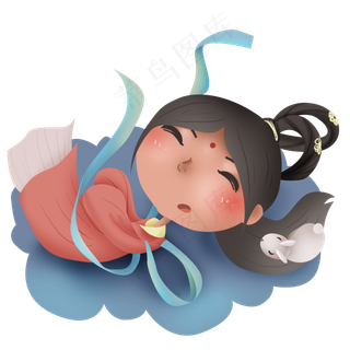 云彩上的嫦娥和玉兔