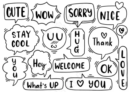 手绘背景一套可爱的语音泡泡在白色背景上涂鸦风格的文本孤立的抽象