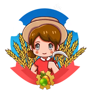 小女生收割禾稻