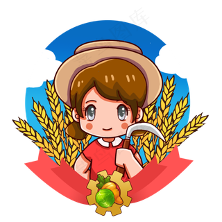 小女生收割禾稻