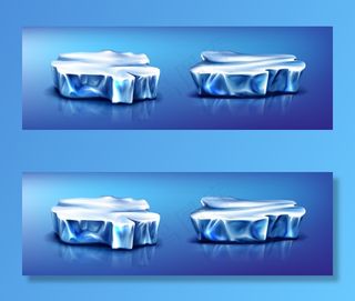 浮冰冰山碎片，蓝色冰面上的冰川反射