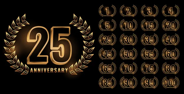 一套金色周年纪念标签