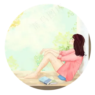 秋分周末家居女孩躺着看书休息