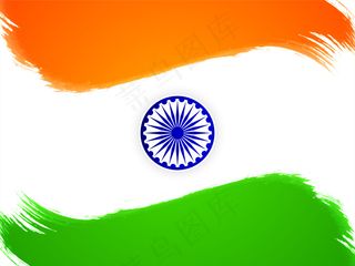 印度国旗主题独立日画笔描边背景矢量