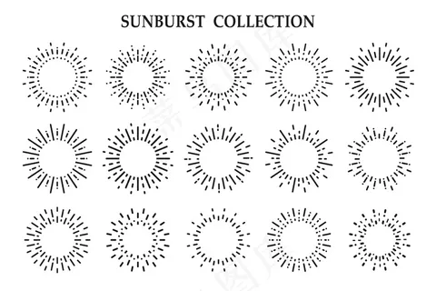 在白色背景上隔离的太阳辐射光线的阴影
