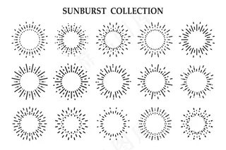 在白色背景上隔离的太阳辐射光线的阴影
