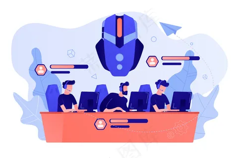 在线战斗中控制游戏角色的玩家团队。多人在线竞技场，moba艺术游戏，动作实时策略概念