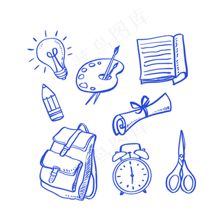 开学季学习用品涂鸦