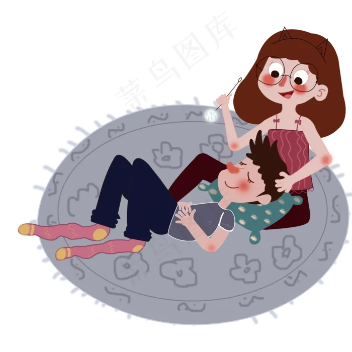 七夕情人节女生为男生掏耳朵情侣