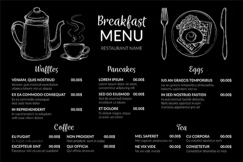 数字早餐菜单水平格式