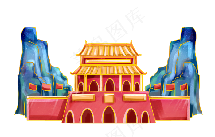 国潮风*山水景色(3120X2000(DPI:300))psd模版下载