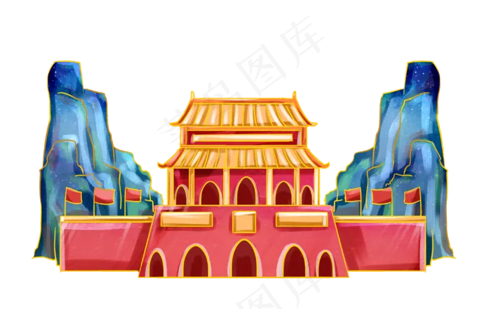 国潮风*山水景色(3120X2000(DPI:300))psd模版下载