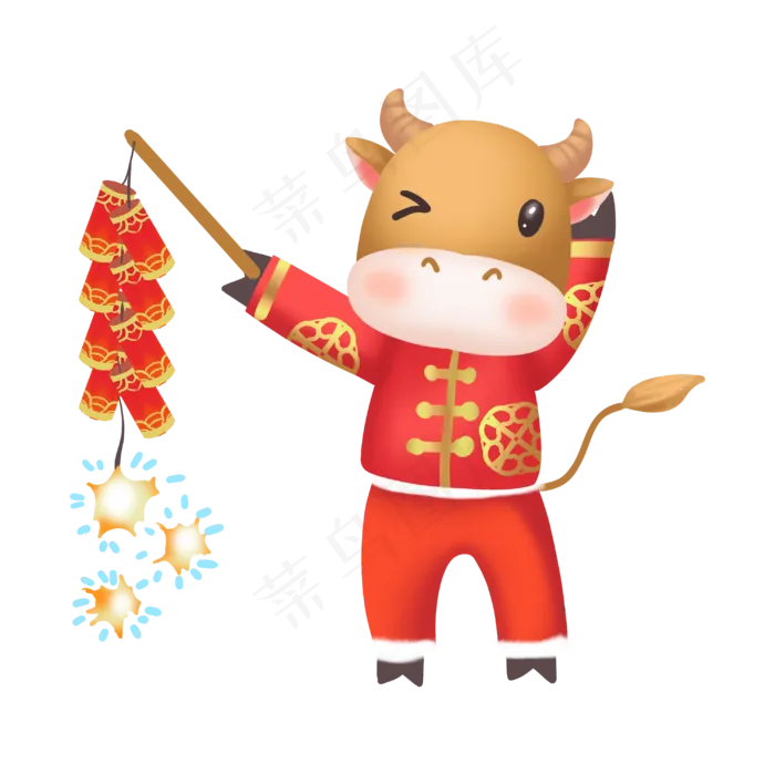 牛年过新年放鞭炮(3000X3000(DPI:300))psd模版下载