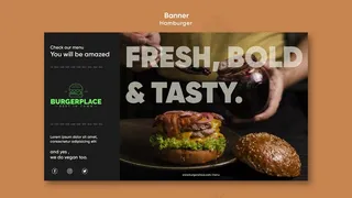 横幅banner汉堡餐厅模板