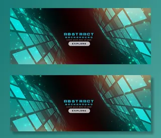 抽象的未来科技风格横幅banner设计