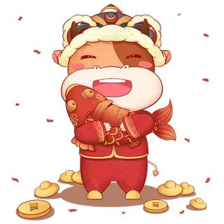 2021年春节红色喜庆牛年转运锦鲤