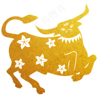 牛年烫金剪纸牛装饰图案