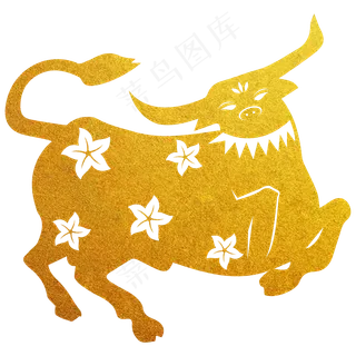 牛年烫金剪纸牛装饰图案
