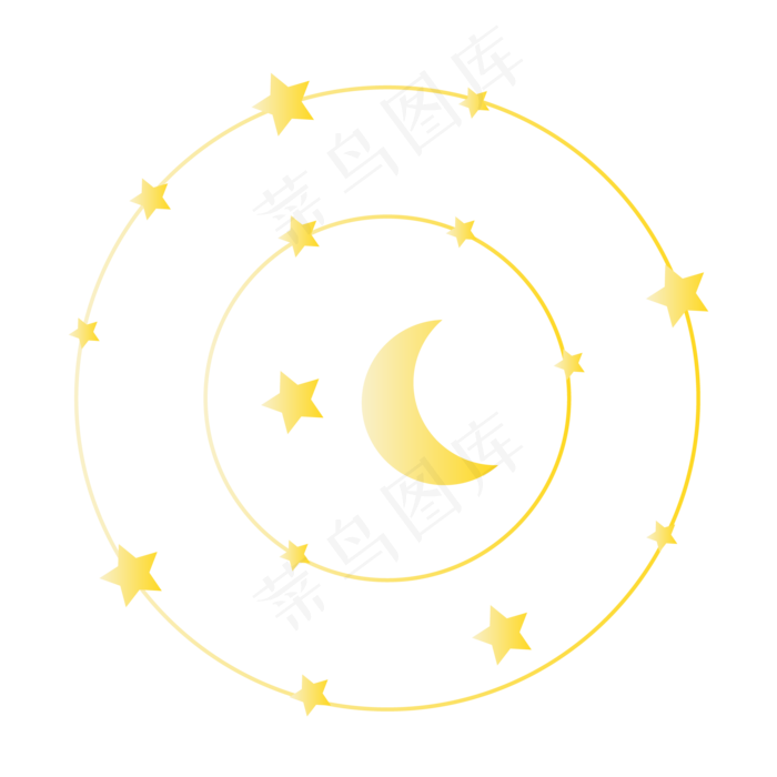 七夕节圆圈渐变月亮星星