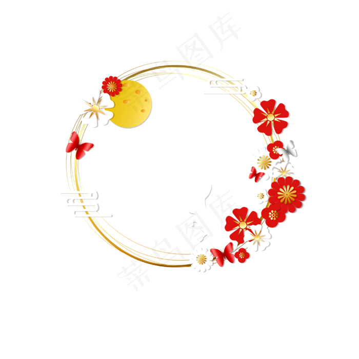 中秋剪纸风玉兔赏月(3000X3000(DPI:300))psd模版下载