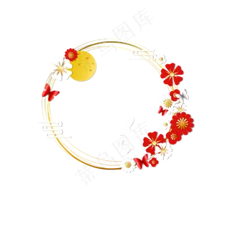 中秋剪纸风玉兔赏月