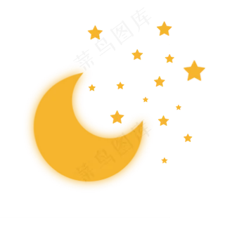 黄色星星月亮卡通七夕情人节 黄色星星月亮卡通七夕情人节