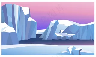 水中冰山插画