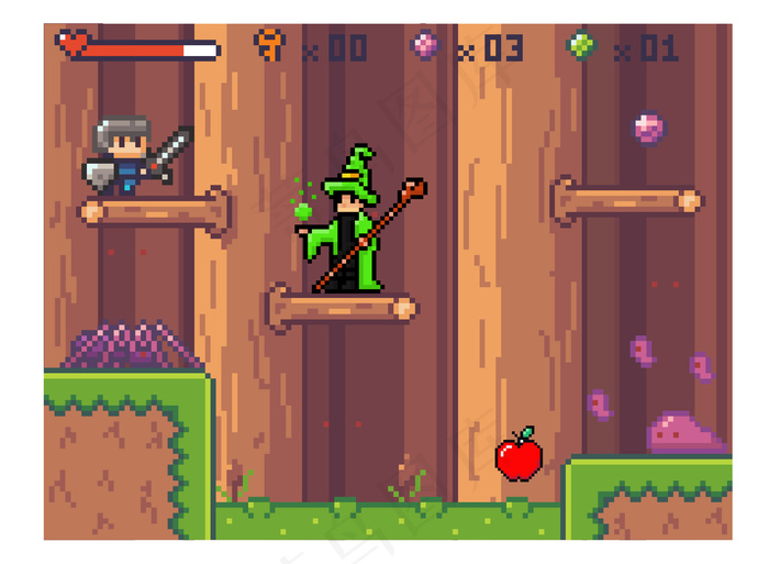 象素电脑游戏界面od向导在披风中等待英雄