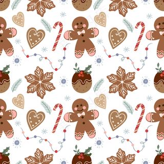 圣诞图案配姜饼和糖果